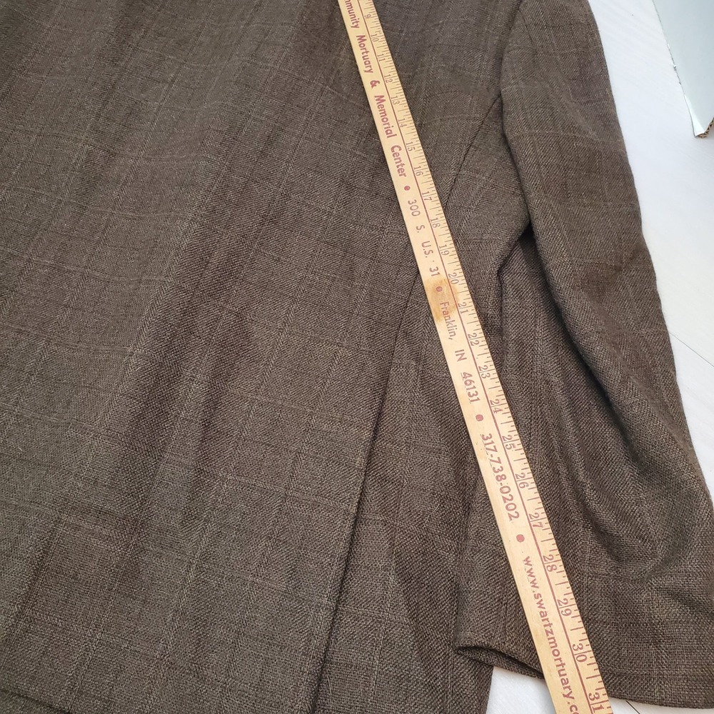 Pronto Uomo Platinum Mens 44R Brown Plaid 100% Wool 2 Button Blazer Ivy League - Picture 7 of 13